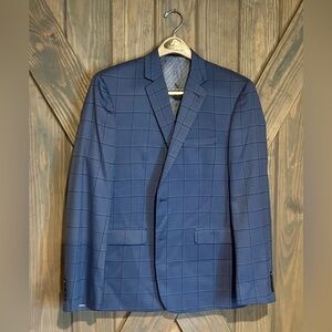 Perry Ellis Navy Windowpane Blazer
